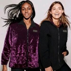 *Limited* Pink Victoria’s Secret purple
velvet reversible black Sherpa jacket